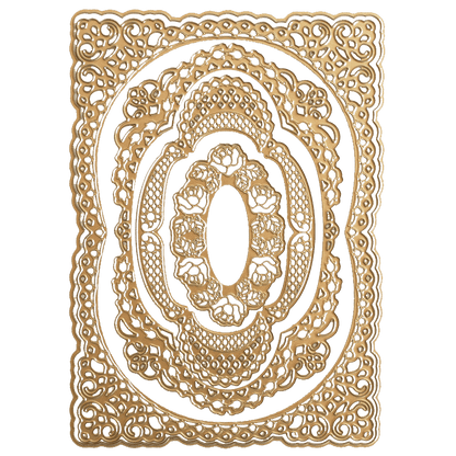 a picture of a gold frame with a green background.