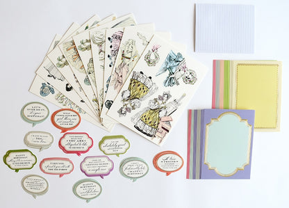 a table topped with lots of different types of cards.