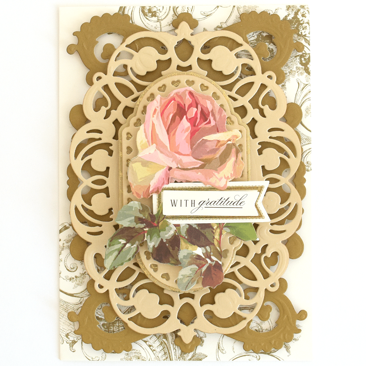 a close up of a card with a flower on it.