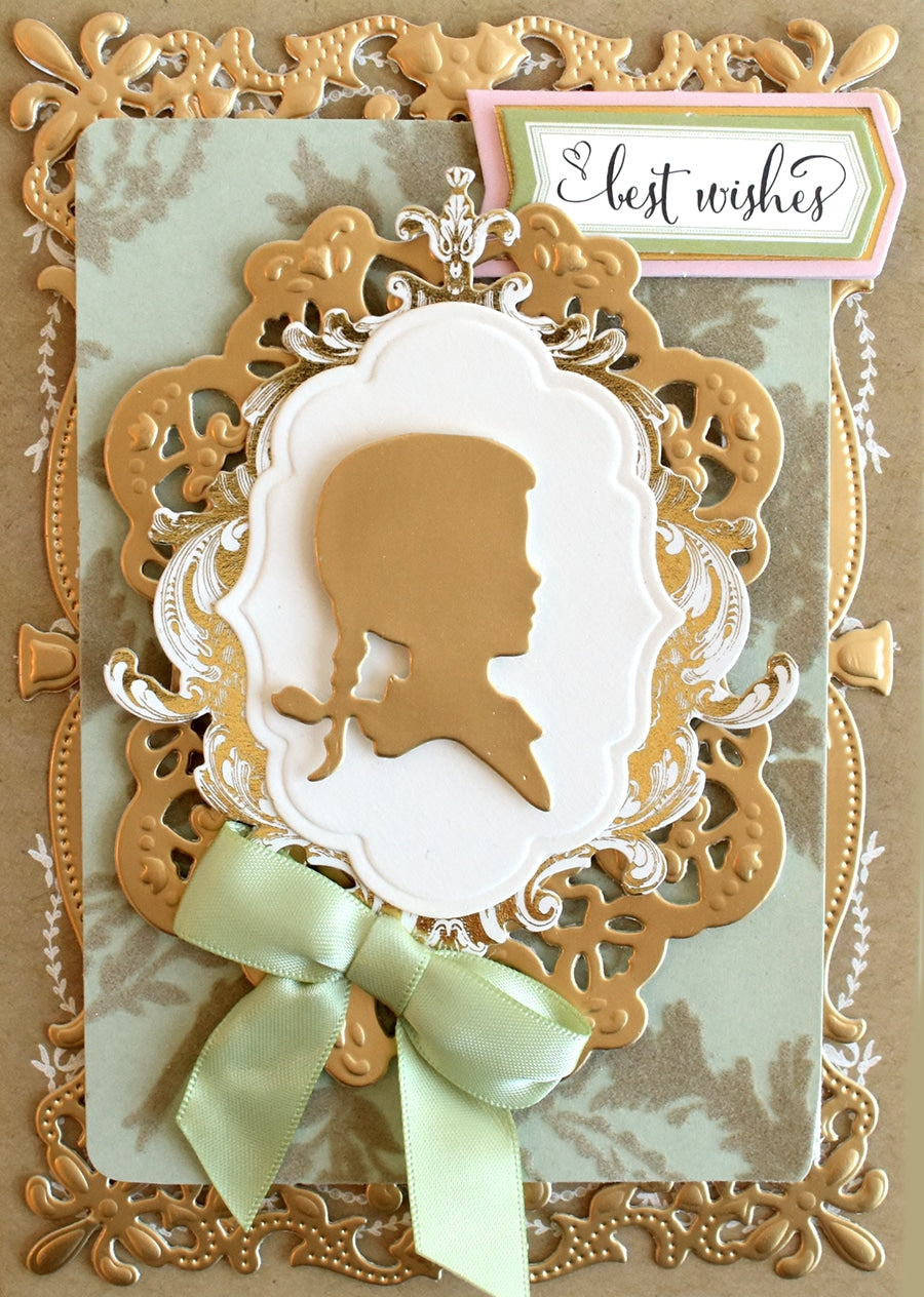 a close up of a card with a silhouette of a person.