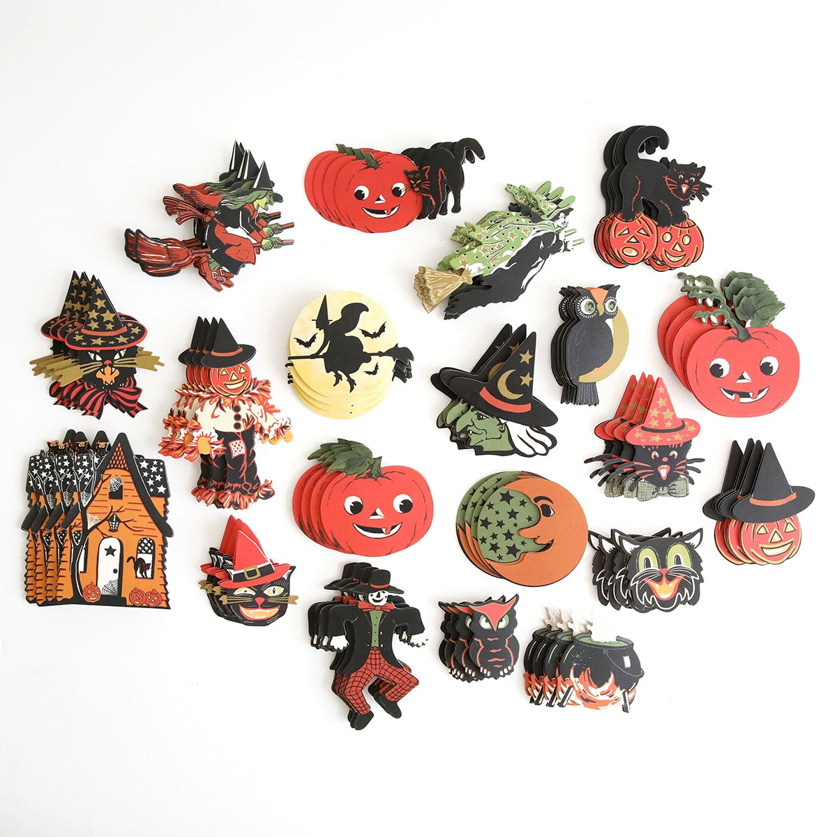 A collection of Retro Halloween Stickers on a white surface.