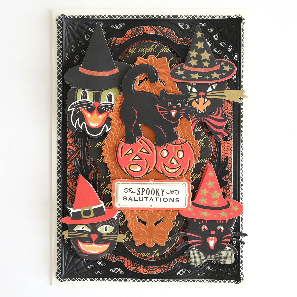 Retro Halloween Stickers with witches and jack o lanterns.