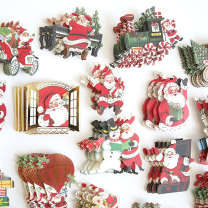 A collection of Retro Santa Sticker Bundle on a white surface.