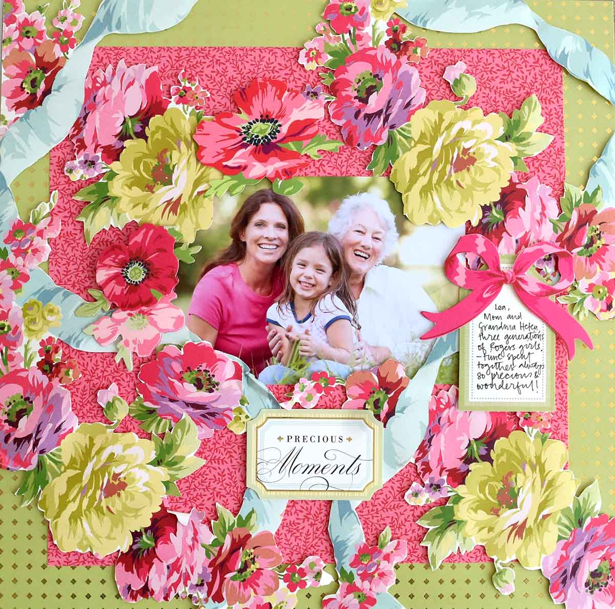 a mother's day card with flowers and a picture of her daughter.