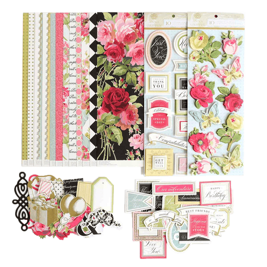 a bunch of papers with flowers on them.