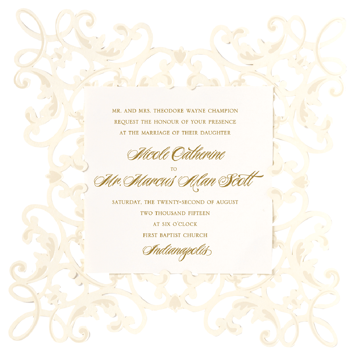 Ivory Filigree Diecut Square Invitation – Anna Griffin Inc.