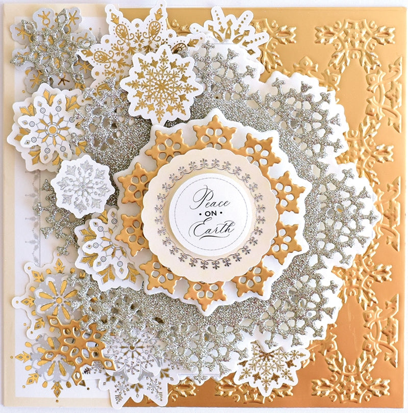a close up of a card with snowflakes on it.