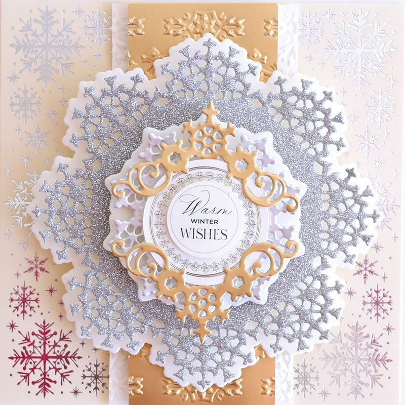 a close up of a card with a snowflake design.