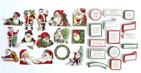 a collection of christmas themed items on a white background.