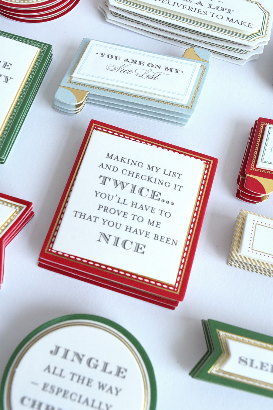 a table topped with lots of different types of cards.