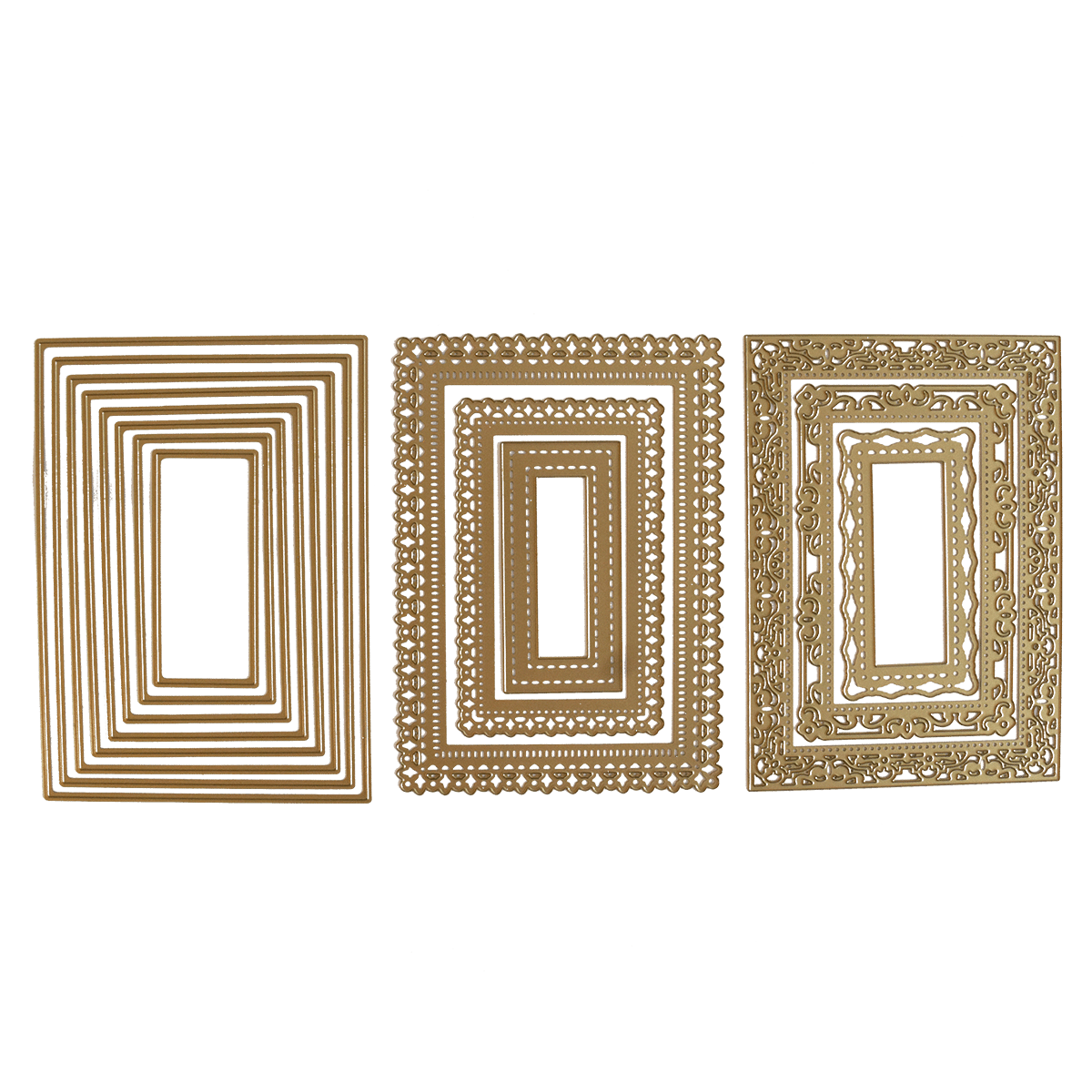 a group of four square shaped frames on a green background.