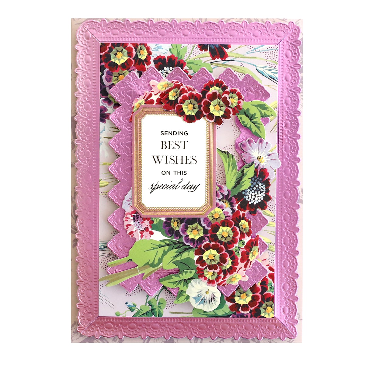 a greeting card with flowers on it.