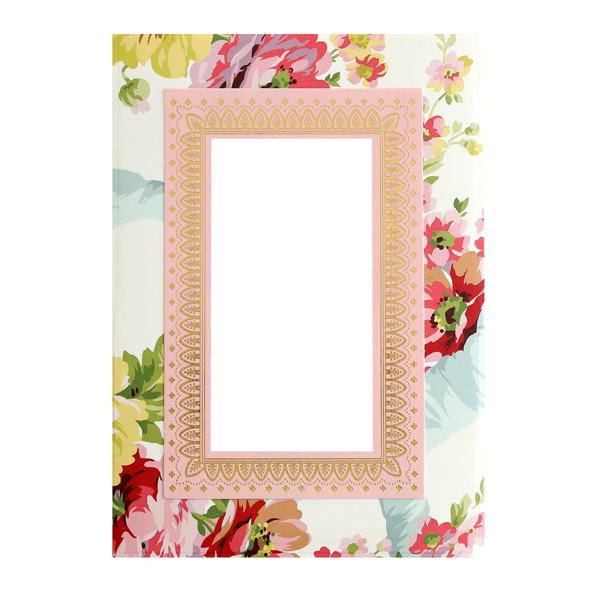 a picture frame with flowers on a white background.