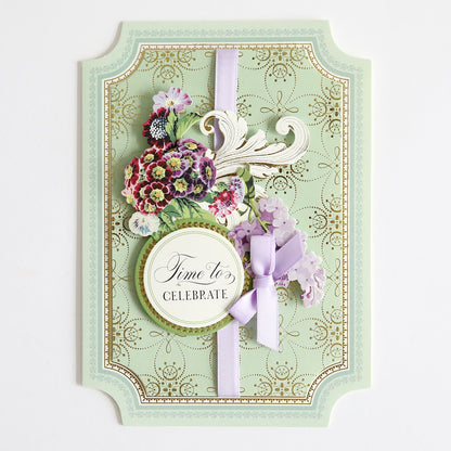 a greeting card with a floral bouquet on it.