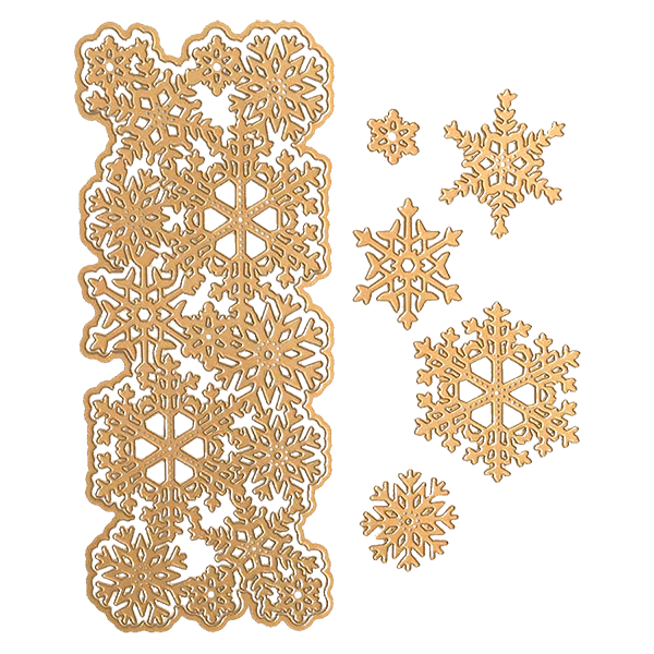 a green background with gold snowflakes on it.