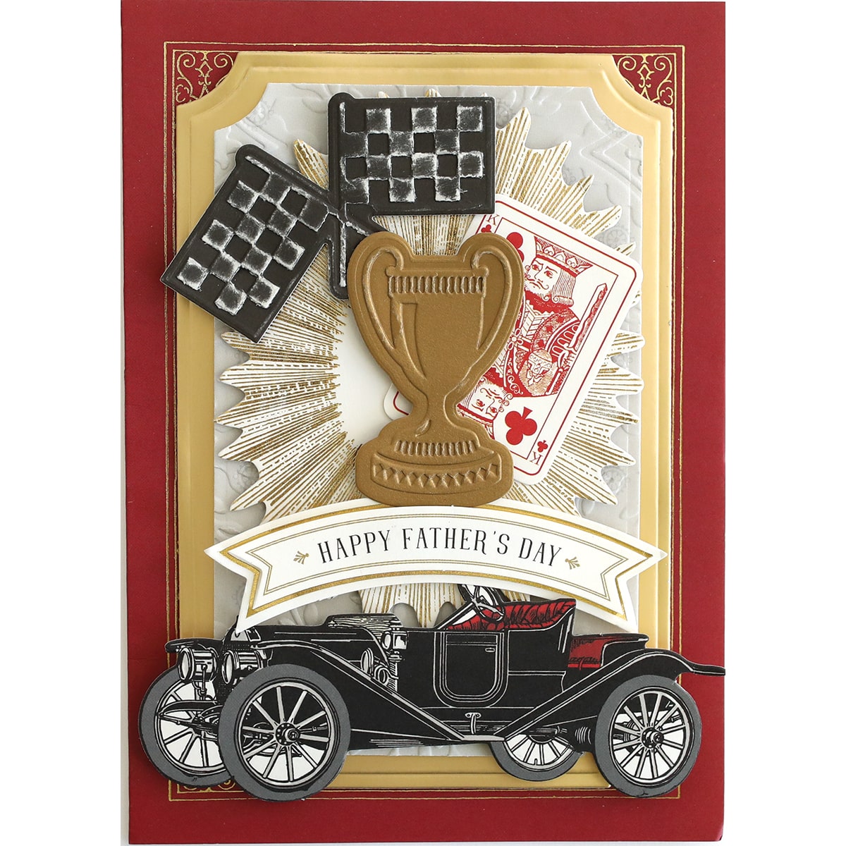 a father's day card with an antique car.