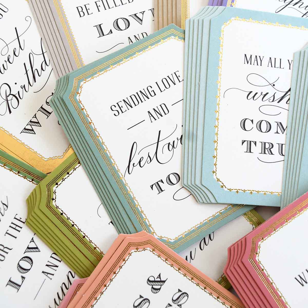 a pile of cards that have different types of cards on them.