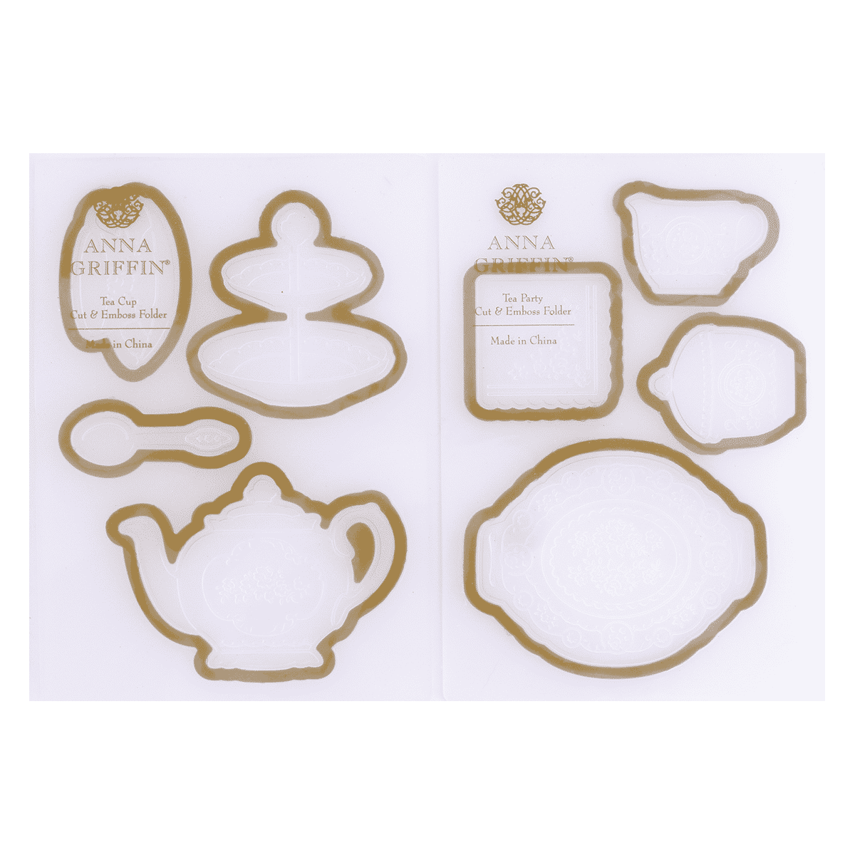 a cookie cutter set with a teapot and other cookie cutters.