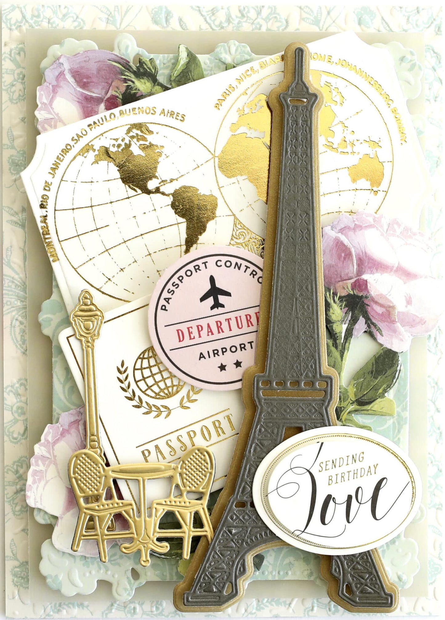 a card with a picture of the eiffel tower.
