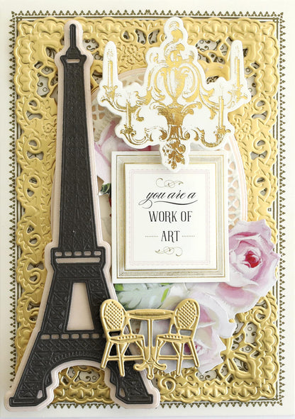 a card with a picture of the eiffel tower.