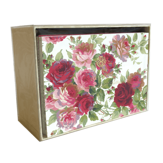 a flowered box with a white background.
