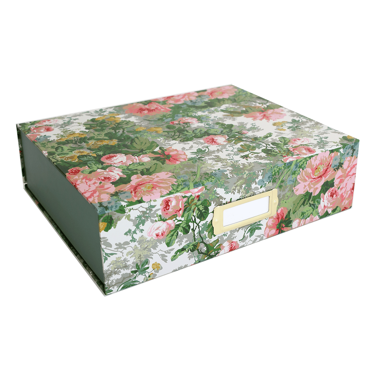 a box with a flower pattern on it.