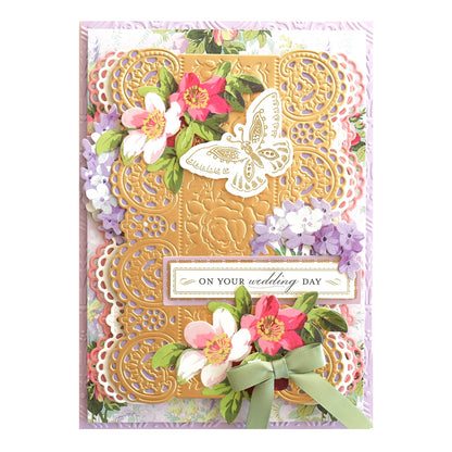 a card with flowers and a butterfly on it.