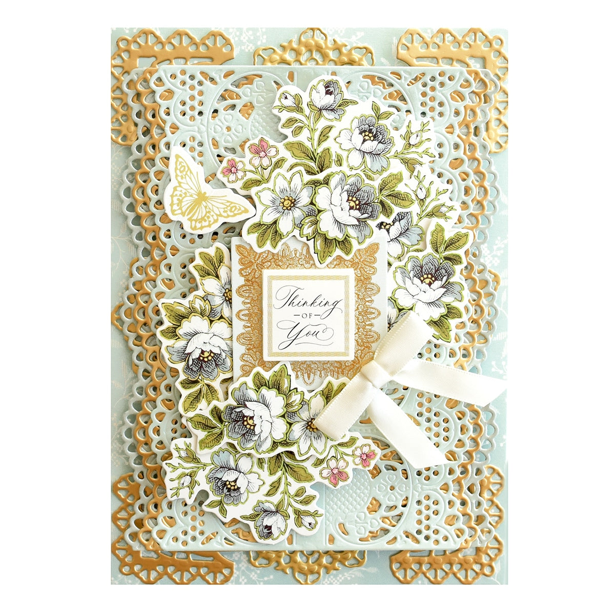 a card with a picture of flowers on it.