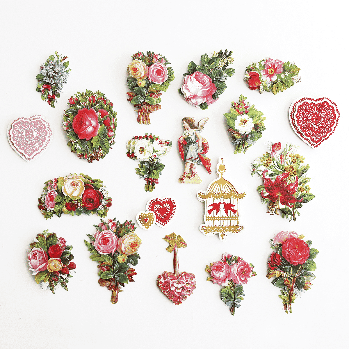 a collection of valentine's day brooches and pins.