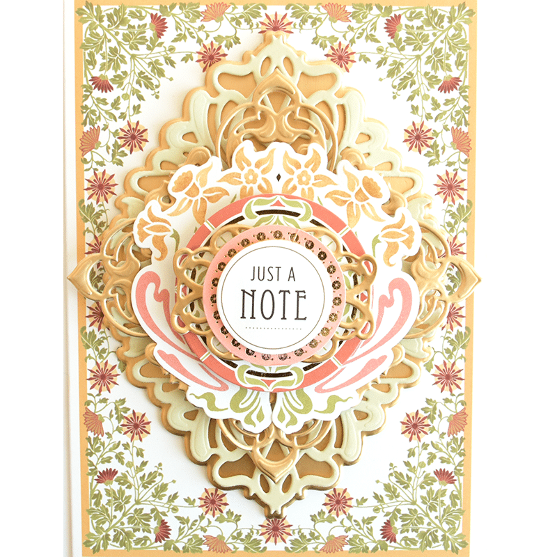 a card with a floral design on it.