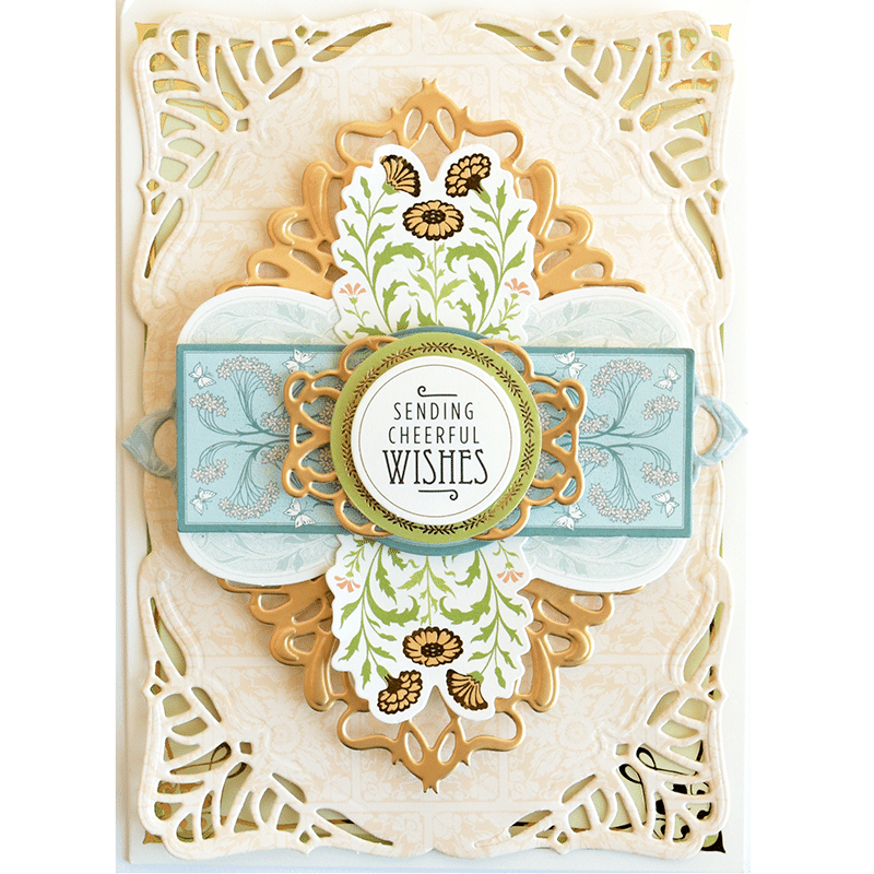 a close up of a card on a white background.