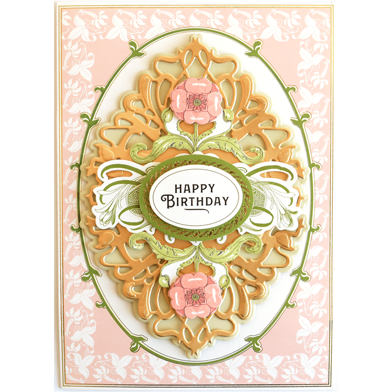 a happy birthday card with flowers on it.