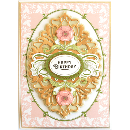 a happy birthday card with flowers on it.